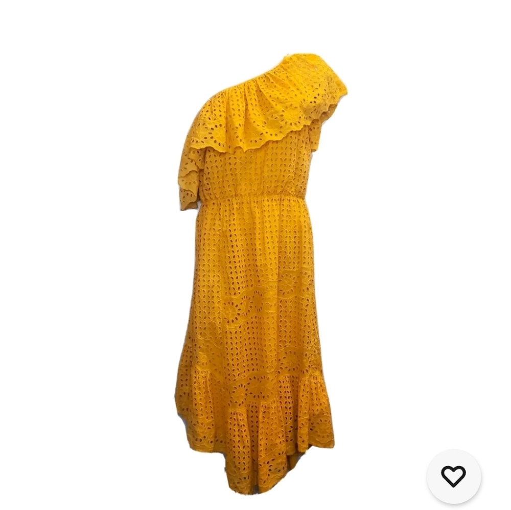 Joie Corynn One Shoulder Yellow Eyelit Dress Womens Small